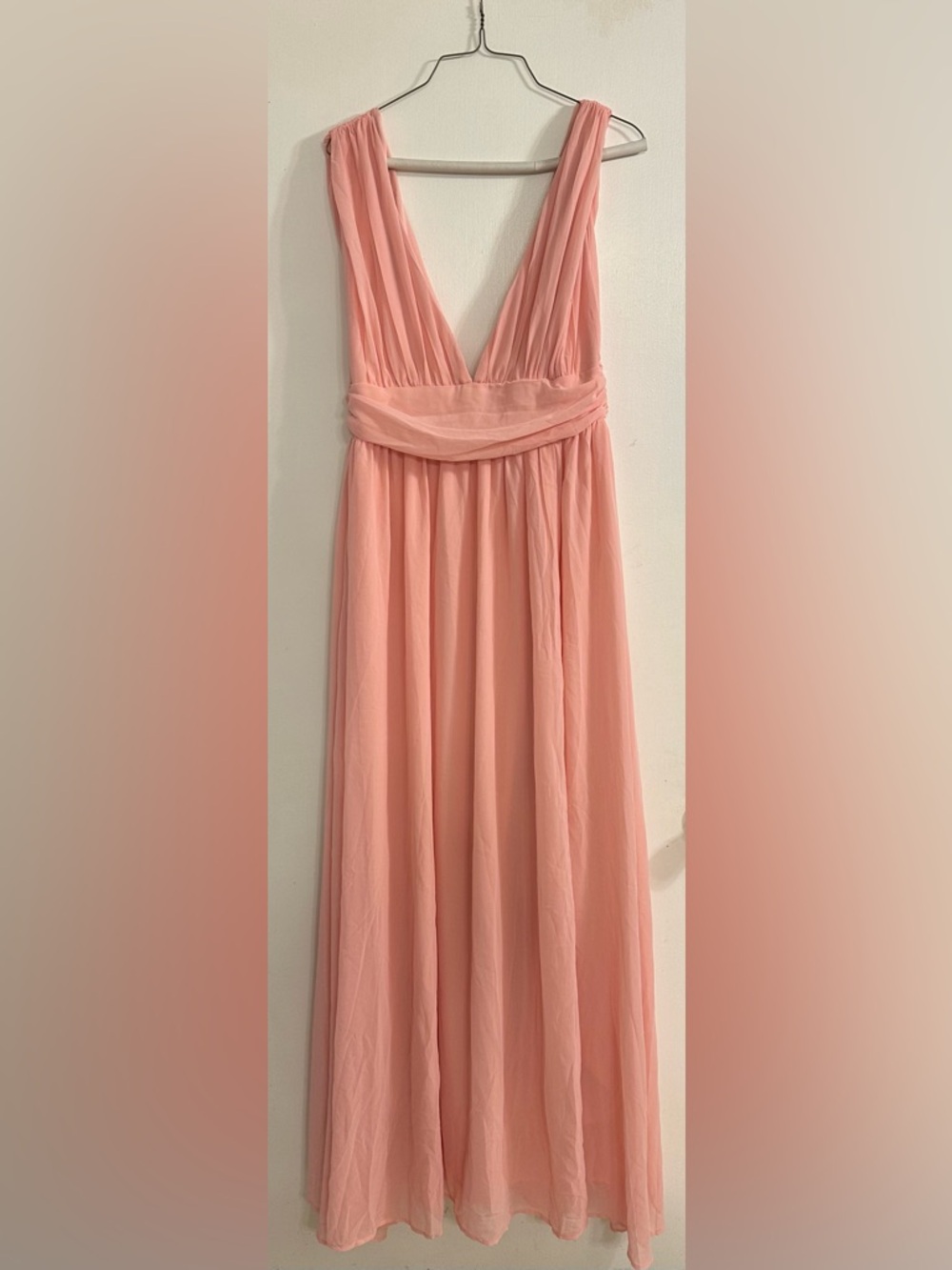 Pink Lily Blush Pink Chiffon Maxi Dress
